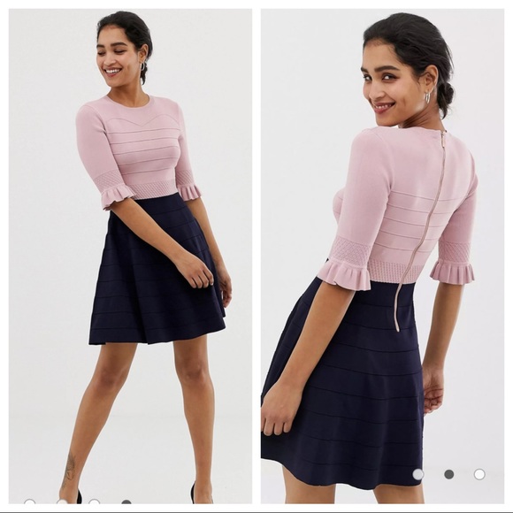 Ted Baker Dyana Frill Knitted Dress 